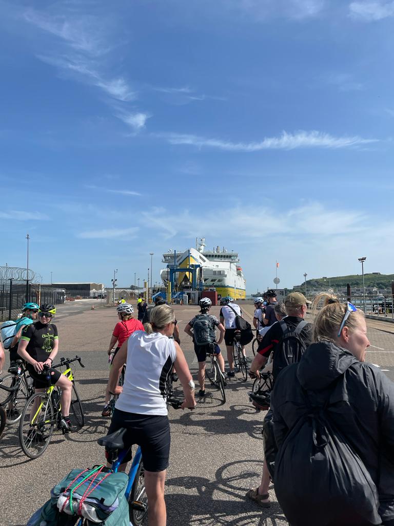 Cyclists arriving at Newhaven Ferry