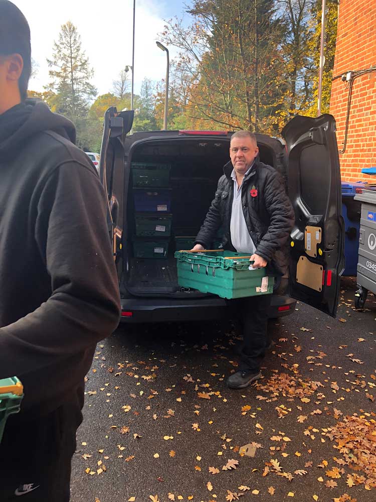 Unloading foodbank donation