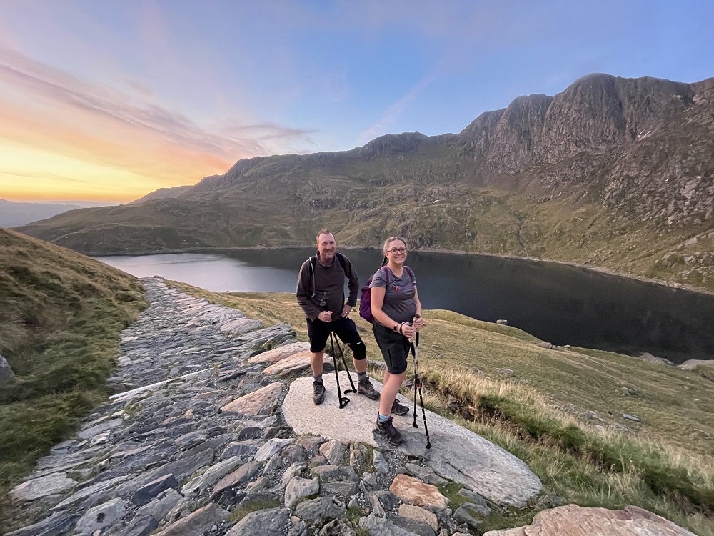 2 climbers on Snowdon at Sunrise