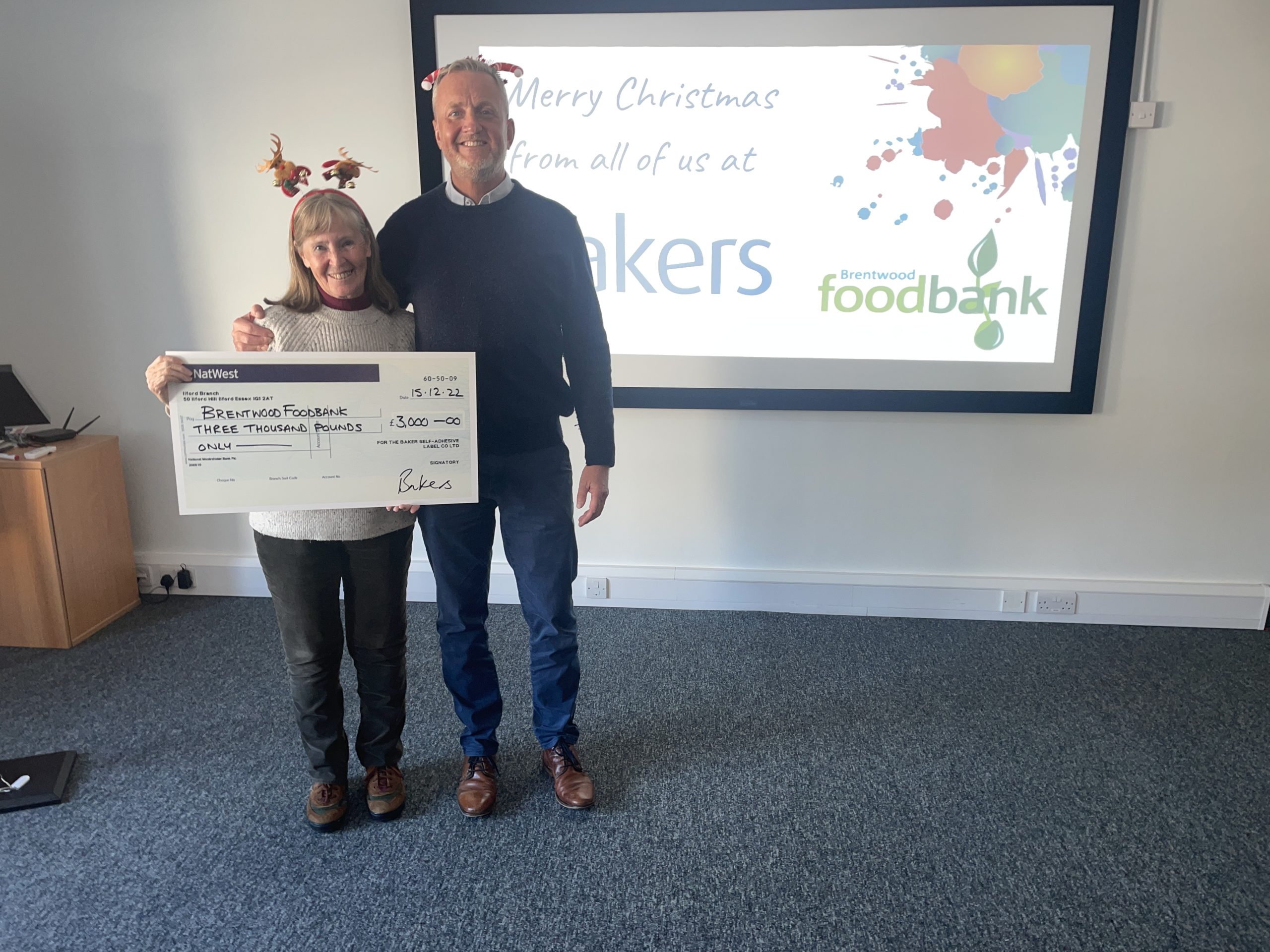 Brentwood Foodbank given a charity donation from Bakers 